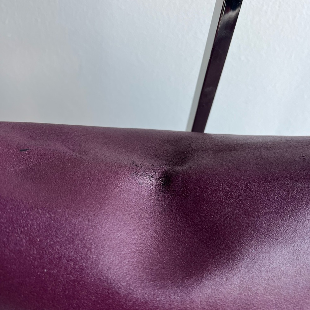 Vintage Purple Leather Saddle Crossbody Bag | Horseshoe Silhouette - Picture 4 of 16